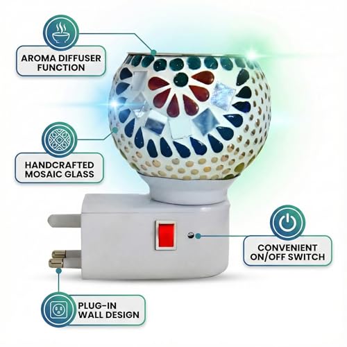 Image of COHAL Ceramic Electric Kapoor Dani with Night Lamp | Camphor Burner Diffuser | Kapur Dani for Pooja | Aroma Dhoop Dani for Home, Office, Temple Gift | Aroma Incense Burner, (Multicolour)