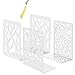 Iycnkok Serre Livres en Métal Presse Cale Bloque Livre Design de Feuille/ Arbre, Signet Inclus, Bookends Robustes pour Étagère, Bibliothèque, Bureau, Écoles, Librairie, Lot de 4 Blanc