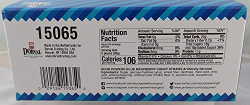 Sour Power Candy Straws, Blue Raspberry, 24-Count, 1.75 Ounce (Pack Of 24) (1) #TOP6