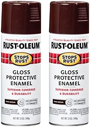Image of Rust-Oleum 267112 Stops Rust Spray Paint, 12 oz, Gloss Kona Brown (Pack of 2)
