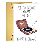 COLINHELIN Funny Retro Record Player Birthday Card&Gift for Grandpa Dad Him Men, 40th 50th 60th 70th 80th Old Age Birthday Card Gift for Husband Wife Grandpa Grandma