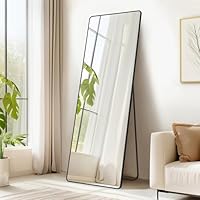 SONGMICS Ganzkörperspiegel, 160 x 50 cm, rechteckiger Standspiegel, Rahmen aus Aluminiumlegierung, Hartglas, für Schlafzimmer, Wohnzimmer, Garderobe, tintenschwarz LFM030B01