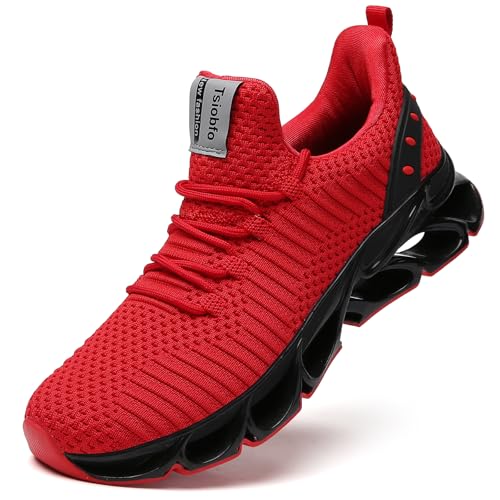 FRSHANIAH Running Shoes for Men Sneakers Athletic Jogging Tennis Walking Shoes Breathable Fashion Trail Workout Shoe Red Size 10.5
