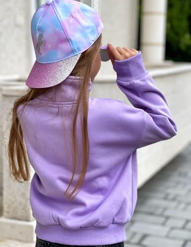 Image of Arshiner Girls Half Zip Sweatshirt Fleece Quarter Zip Pullover Sweatshirts | Fall Fashion Clothes for Teen Girls with Thumb Hole for 5-16 Years
