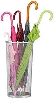 Relaxdays Metal Umbrella Stand, Walking Stick Holder, Metal Mesh, 26cm Ø, 50 cm Tall, Silver