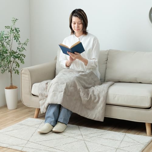 イケヒコ 寝具 ひざ掛け ケット 快適 オフィス マスクロス グレー 約70×100cm ジャガード織 綿混 通年 年間 オールシーズン ナチュラル やさしい肌触り 立体的 洗濯機可能 さらさら #1195870130809