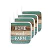 Farmhouse Teal Brown Wooden Pot Holders for Kitchen Heat Insulation Sweet Home Potholders Hot Pads with Hanging Loop Washable Oven Mitts Pot Holder Trivet for Cooking Baking 4 Pack
