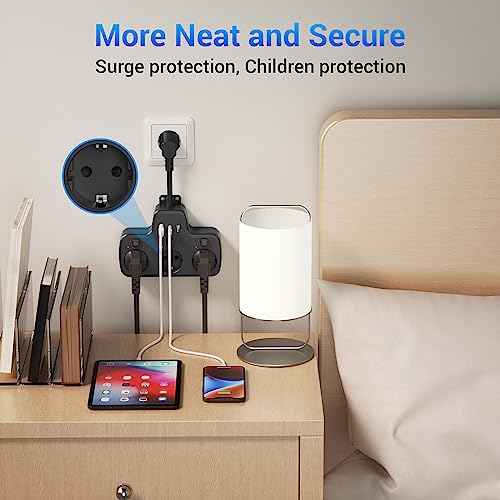 Prise multiple avec interrupteur USB C idéale pour optimiser l'espace du bureau - 5