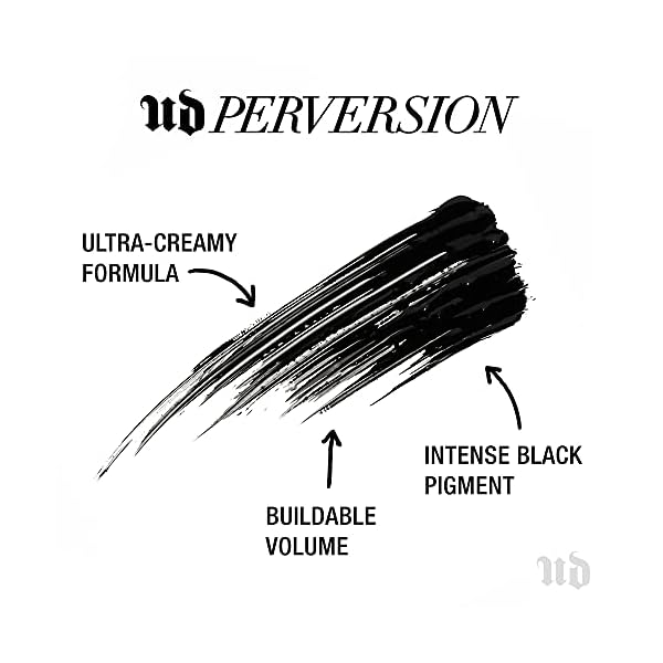 Urban Decay Perversion Volumizing Mascara, Black Lengthening Mascara, Buildable Lash Volume & Length, Longwear, Non-waterproof, Clump-free Lash Lift, Cruelty-free, Paraben-free, Intense Black