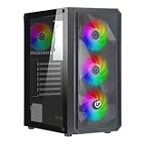 Nuwo Rodan R602 Nero Case ATX per PC Gaming, Supporta E-ATX, 0.50MM SPCC con 4 Ventole LED ARGB Indirizzabile Frontale Mesh e Pannello Laterale in Vetro Temperato