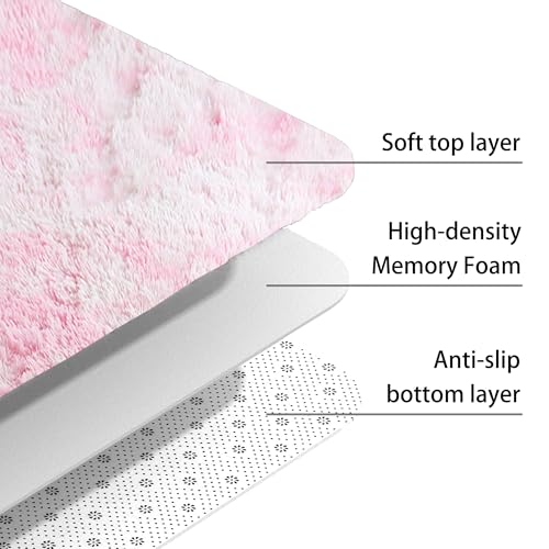 Tapis de salon antidérapant et lavable grand format rose - 5