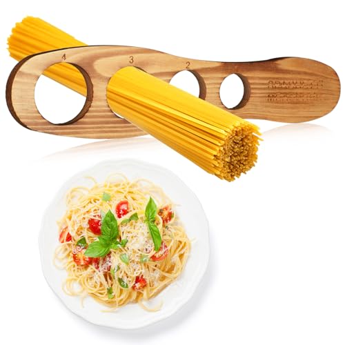 GlikCeil Wood Spaghetti Pasta Measurer Tool with 4 Serving Pasta Measuring Portion Control Gadgets Kitchen Accessories 4 Holes Quick Spaghetti portion Tool for Kitchen Cooking