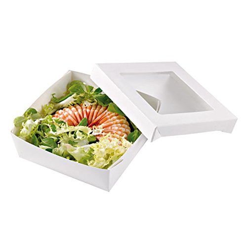 PacknWood 210KRAYWH135 - White Box with Window - Small White Kray Box with Window Lid - White Bakery Box with Window (22 oz Capacity) - (4.7 x 4.7 x 2) (250 per case)