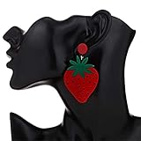Paket beinhaltet: 1 Paar U/K Acryl süße Frucht Ohrringe Erdbeere Kirsche Zitrone Tomate Kiwi Wassermelone Pfirsich Frucht Ohrringe zierliches Geschenk Erdbeere Neuerscheinungzuverlässig