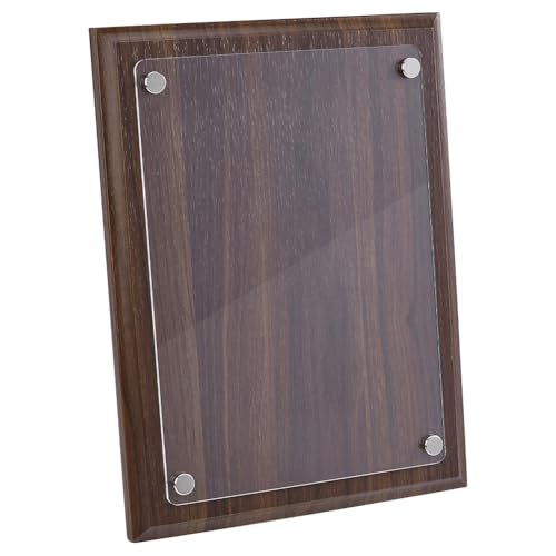 AHANDMAKER Plaque de récompense vierge en bois avec panneau acrylique, 21 x 28 cm, bord droit, plaque rectangulaire en noyer, parfaite pour les travaux manuels, cadeau...