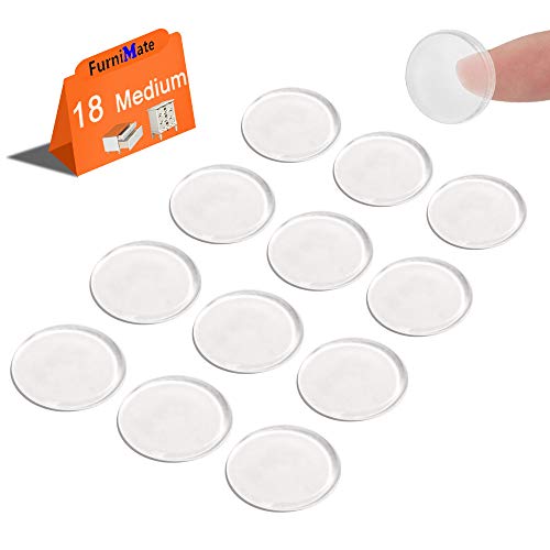 Glass Table Top Anti Slip Pads Large 18PCS 20.6mm Adhesive Clear Round Rubber Glass Top Bumper for Cutting Board Laptop Sound Dampening