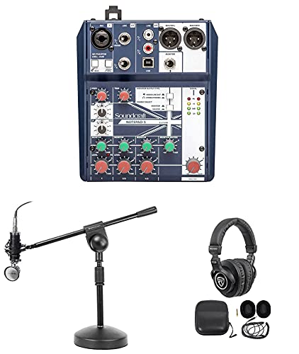 Podcasting Podcast Recording Bundle w/Soundcraft Mixer+Headphones+Mic+Boom Stand