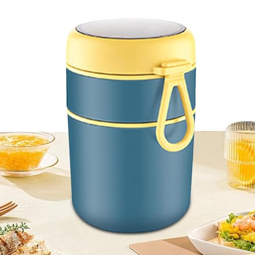 ETUCYNG Recipiente térmico para alimentos calientes, fiambreras aisladas - térmica de acero inoxidable, recipiente portátil a prueba de fugas con asa, tarro de almuerzo para alimentos fríos