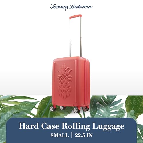 Tommy Bahama 22.5 Inches Rolling Carry On, Hard-Sided Suitcases with Spinner Wheels, Coral2