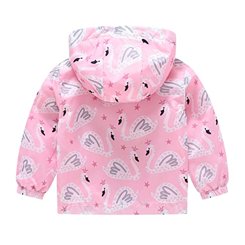 Image of TUIJI Toddler Boys Girls Cartoon Print Zip Jacket Hooded Trench Lightweight Kids Coats Windbreaker Casual Outerwear