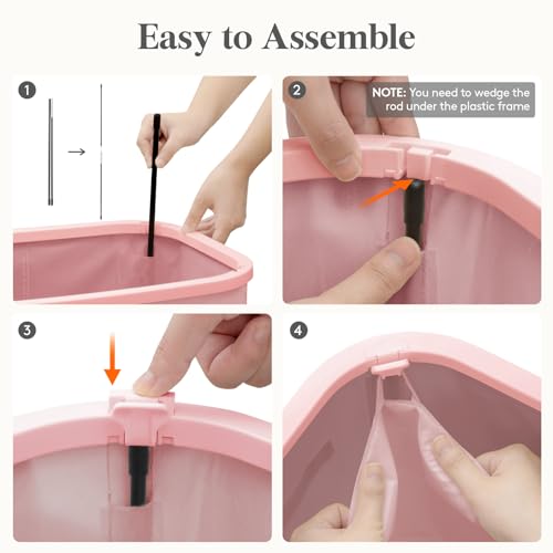 Image of Lifewit Slim Laundry Basket with Lid, Narrow Large Laundry Hamper with Plastic Handles and Removable Bag, Tall Foldable Dirty Clothes Hampers for Laundry Room, Bedroom, Bathroom, Dorm, 65L Pink