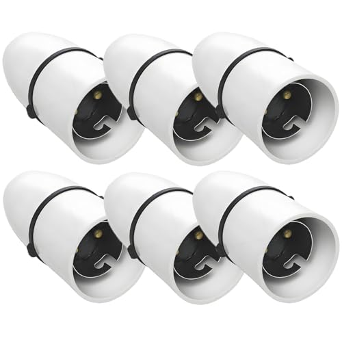6Pcs B22 Bayonet Light Fitting, Pendant Light Fitting, Bayonet Pendant Lamp Holder White Ceiling Lights Fitting Unswitched for Pendants Lamps Chandeliers and Wall Lamps