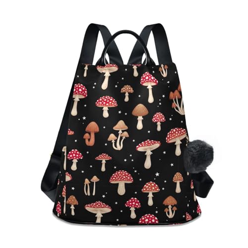 Sac à dos tendance pour femme à motif champignons, idéal pour sorties et cours