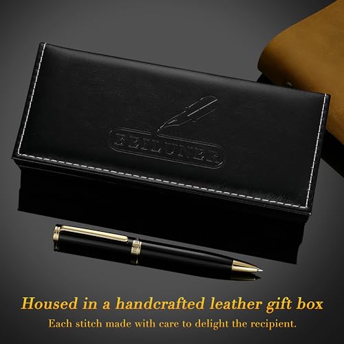 Image of BEILUNER Luxury Personalized Gel Pen with 24K Gold Finish, Black Piano Lacquer, Luxury Grade Craftsmanship, Best Pen Gift Set for Men and Women, Professional, Executive, Office, Retractable Nice Pens