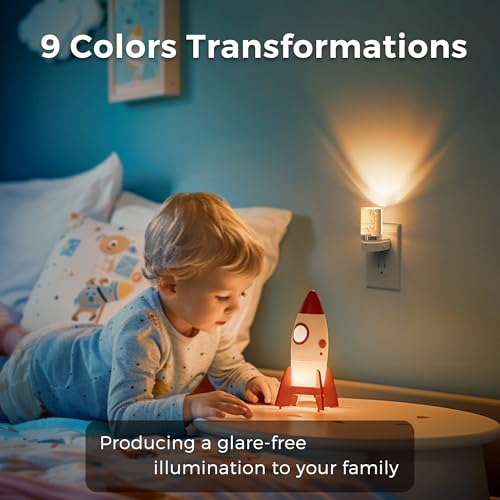 Image of L LOHAS LED Night Light, Night Lights Plug into Wall, Color Changing Nightlight RGB with Dusk to Dawn Sensor, Nightlight Plug in Wall for Halloween, Christmas, Holiday, Hallway Bedroom Kids Room