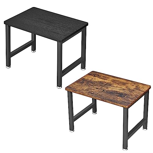 HOMCENES Printer Stand, Industrial Printer Table Rack, Mobile Printer Cart with Adjustable Feet Under Desk, Desktop Organizer Table, Sturdy Little Printer Desk, for Printer, Scanner, Rustic Brown and