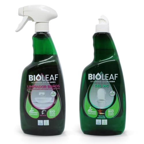 BIOLEAF® – Gel WC + Desincrustante Baños Pack 2×750 ml | Limpieza Antical Baño | Fórmula Biodegradable con Esencias Marinas | Dermatológicamente Testado|100% MADE IN SPAIN
