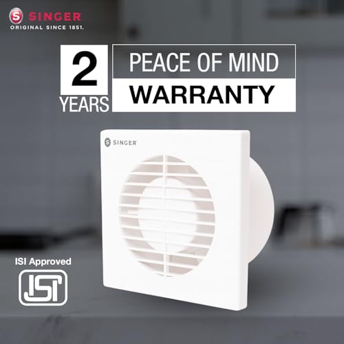 Image of SINGER Venti Q 100mm Energy Efficient Exhaust fan for Kitchen, Bathroom | Turbo Spin 2500 RPM, High Suction With Low Noise | High Speed, Powerful Motor, 100% Copper, 2 Yrs Warranty【White】