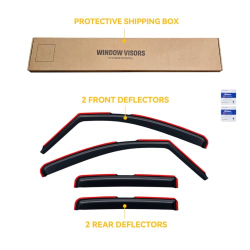 Image of in-Channel Rain Guards for Chevy Trax 2014-2022 & 2013-2022 Buick Encore, Window Visor Shields Vent Deflector Shade Wind Dark Smoke 2015 2016 2017 2018 2019 2020 2021, Tape-On Inside-Mount, 4PCS