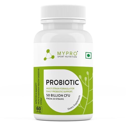 Mypro Sport Nutrition Probiotics Supplement 30 Billion FC Multi Strain Formula For Daily Probiotic Support Improves GI Immunity Helps To Maintain Healthy Digestive System For Men & Women 60-Capsules