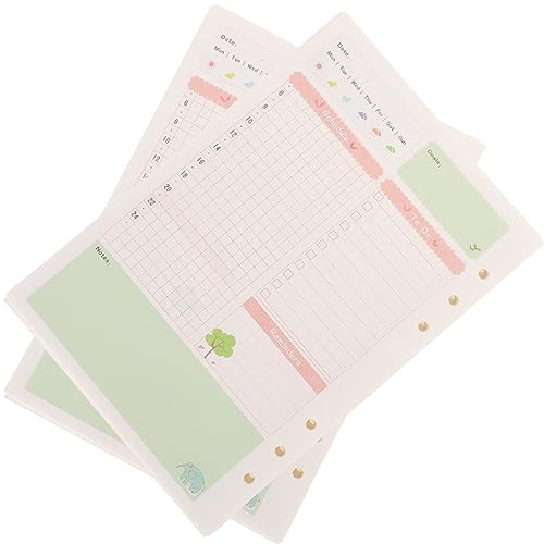 SHINEOFI Recargas De Papel De Orificios Para Cuadernos y Planificadores Con Diseño De Plan Diario Papel De Recambio Para Agendas y Cuadernos
