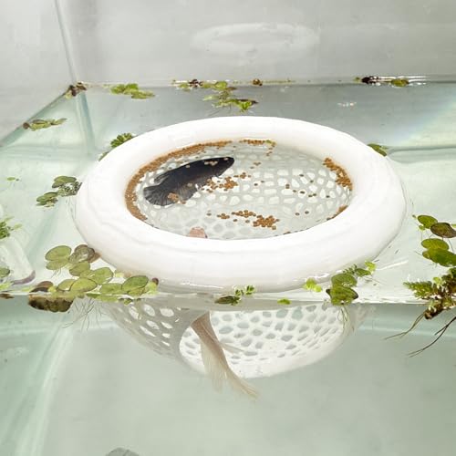 Image of Aquarium Floating Betta Fish Skins, Betta or Shrimp Feeder, Cave and Hammock, Small Fish Feeding Rings, Aquarium Hiding Feeding Decorative Accessories (White)