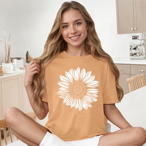 Women's Floral T-Shirts Graphic Loose Tees Sunflower Graphic Summer Short Sleeve Boho Casual Tops2