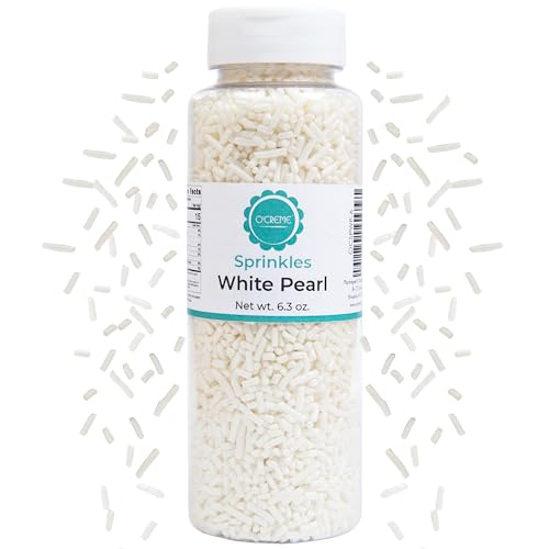 Image of O'Creme White Pearl Sprinkles for Cake Decorating, 6.3oz