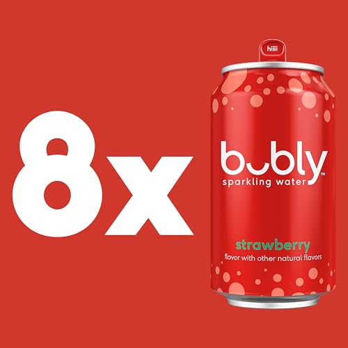 Image of bubly Sparkling Water, Strawberry, 12 Fl Oz Cans (8 Pack)