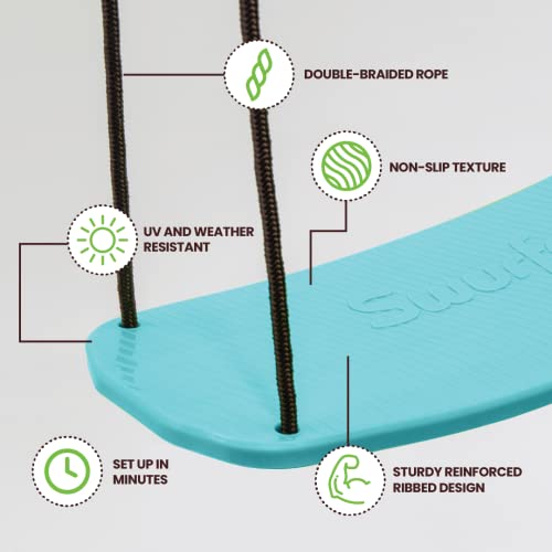 Swurfer Kick Stand Up Tree Swing, Outdoor Swingset for Kids with Adjustable Handles, Outdoor Play Equipment, Weatherproof, Easy Installation, 200 lbs, Ages 6+, Blue