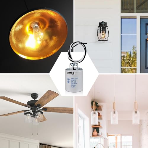 E26 Light Socket,Standard Medimun Screw Bulb Socket Lamp Holder,E26 Porcelain Light Socket with Wire Lead for Halogen Incandescent LED Light Bulb