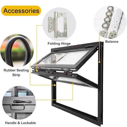 Ventana plegable con vidrio templado de seguridad y marco de aluminio robusto 6