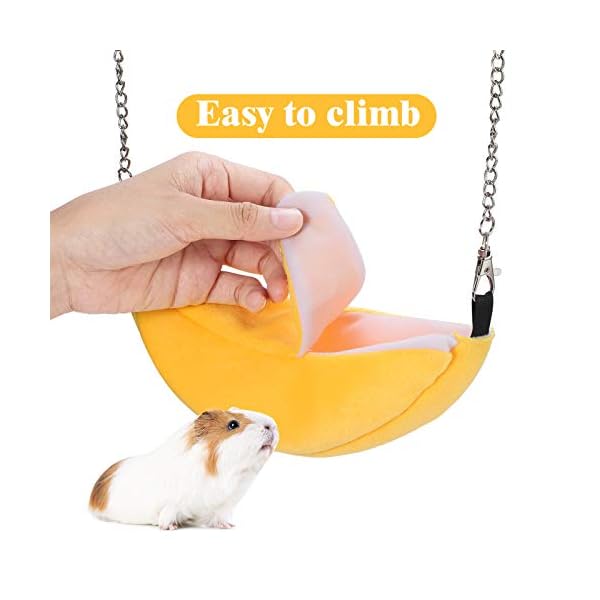 Jetec 2 pieces hamster hammock soft bed small pet house animals hamster hanging house cage nest for guinea pig rat chinchilla sleep and play (banana and pineapple) - image 8