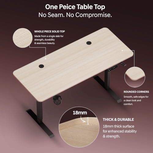Image of Dr Luxur Stallion Electric Standing Desk | XL Large Height Adjustable Desk | 110KG Load | 3 Memory Presets | Zero Wobble | Child Lock | Low Noise Motor | 5 Year Warranty (Arctic Oak, 1400 * 600 mm)