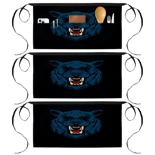 Tablier court lot de 3 demi-tabliers à 3 poches pour cuisine et bistrot 60x30,5cm