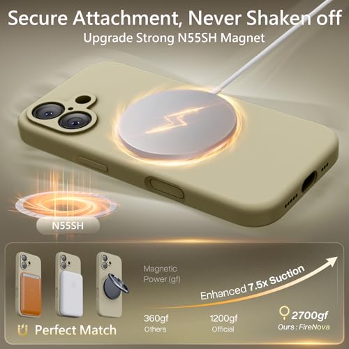 Image of FireNova Magnetic for iPhone 17 Case, Compatible with MagSafe, [Integrated Silicone Camera Control Button] [Camera Protection] Anti-Scratch Microfiber Lining Phone Case, 6.3 inch, Khaki
