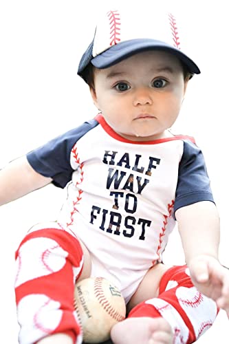 Personalized Half Birthday Boy Girl Half Way to First® 6 Month Baseball 1/2 Halfway Outfit Set