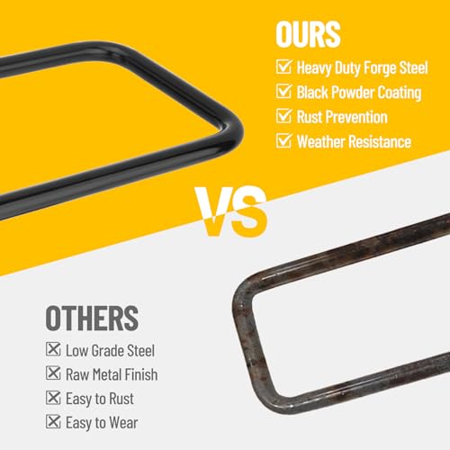 Image of 16 Inch Square Bend U-Bolt Kit for Truck Chassis | Heavy-Duty Steel Suspension Leaf Spring U Bolts with 6 Inch Tie Plates