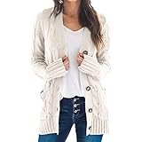 [Big laugh] [ ビッグ ラフ ] トップス カーディガン ボタン ポケット 腰 ロング 丈 ニット セーター ゆるっと カットソー レディース (カーキ, 2XL)