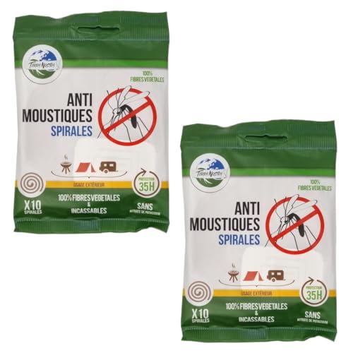 TERRA NOSTRA - Anti Moustiques en Spirales - Actif 100% d'Origine Végétale - Avec Socle Métallique - Fabriqué en France - Lot de 2 Sachets de 10